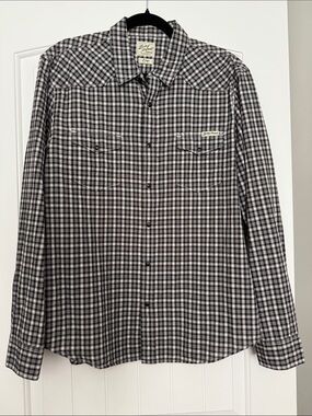 Men’s Lucky Brans Black & White Pearl Snap Shirt